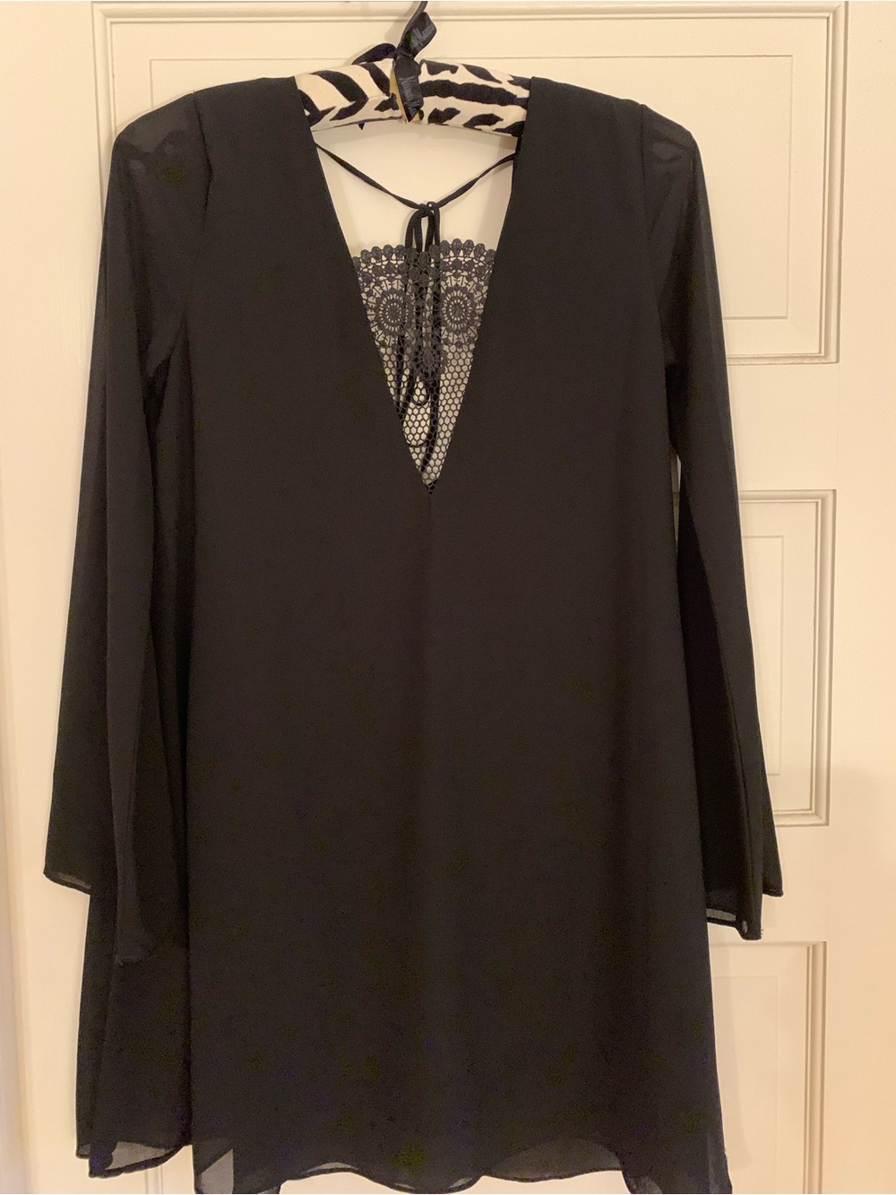 Forever 21 Black Long Sleeve Lace-Back Mini Dress